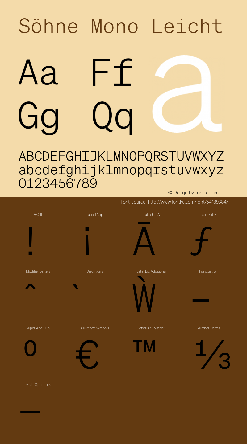 SohneMono-Leicht Version 1.104;hotconv 1.0.111;makeotfexe 2.5.65597图片样张
