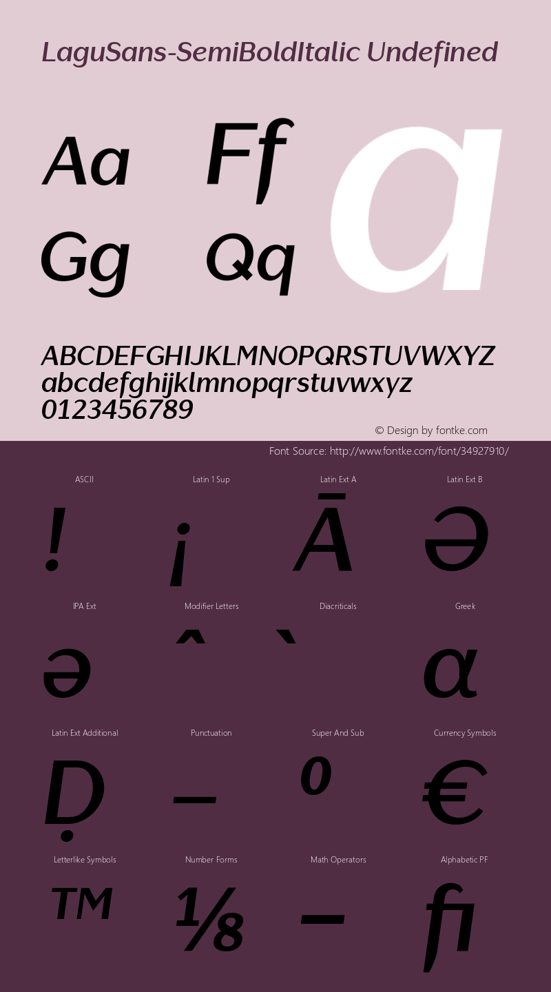 Lagu Sans SemiBold Italic Version 1.000;PS 001.000图片样张