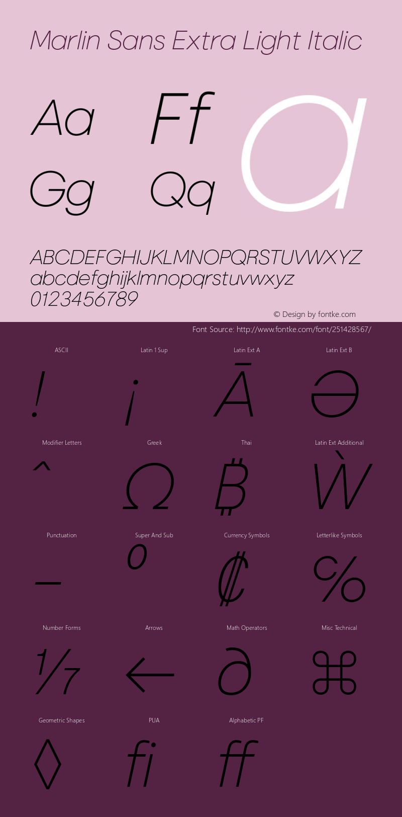 MarlinSans-ExtraLightItalic Version 1.001图片样张