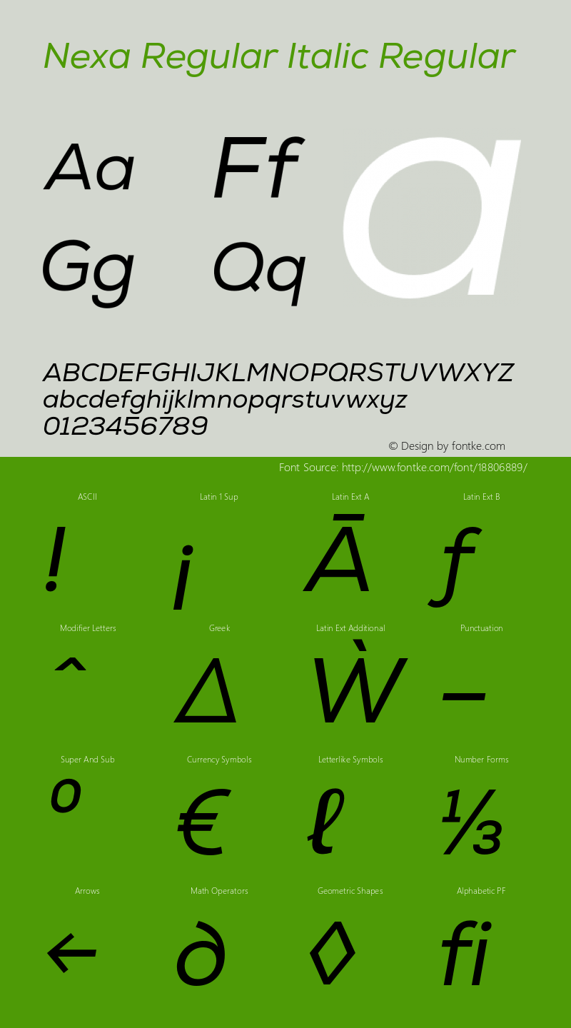 Nexa Regular Italic Regular Version 001.001图片样张