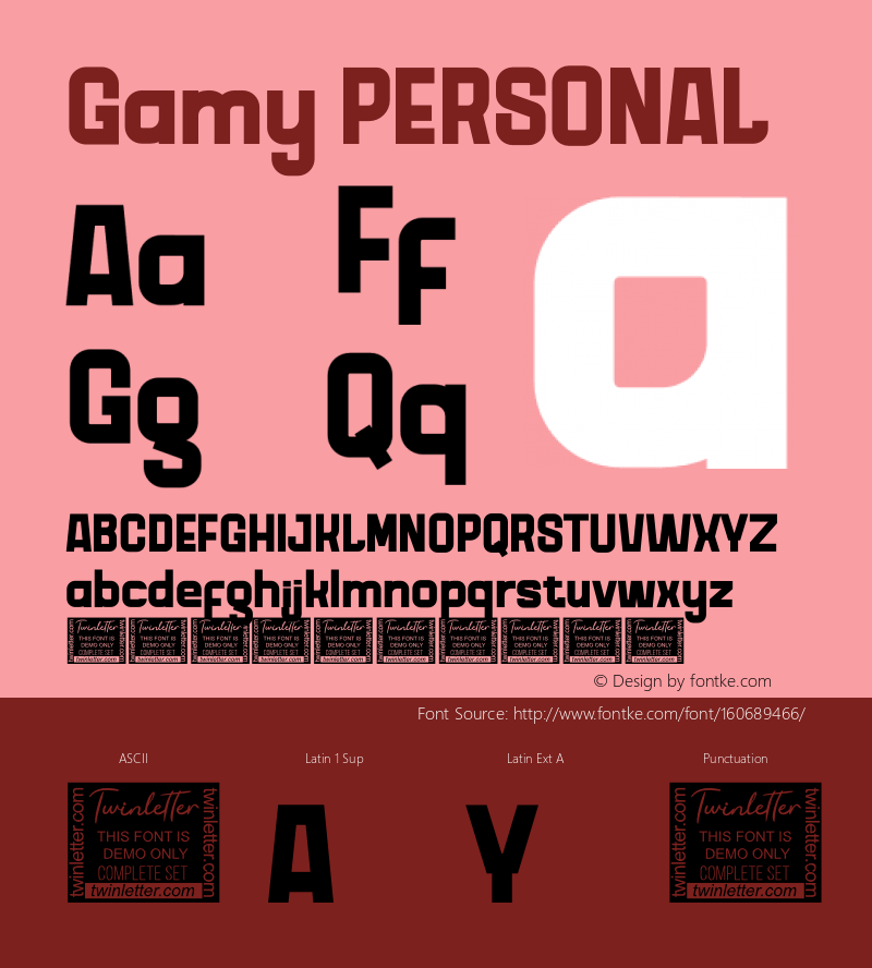 Gamy PERSONAL Version 1.002;Fontself Maker 3.5.4图片样张