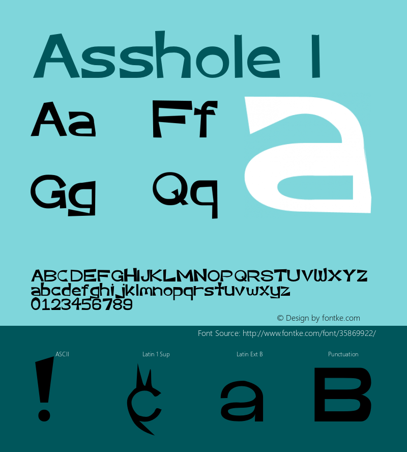 Asshole Basic Sans Serif Font 瘠〹‱ㄺ㐷㨱㠠ㄹ㤶Version 1.666印慺ⴱ图片样张