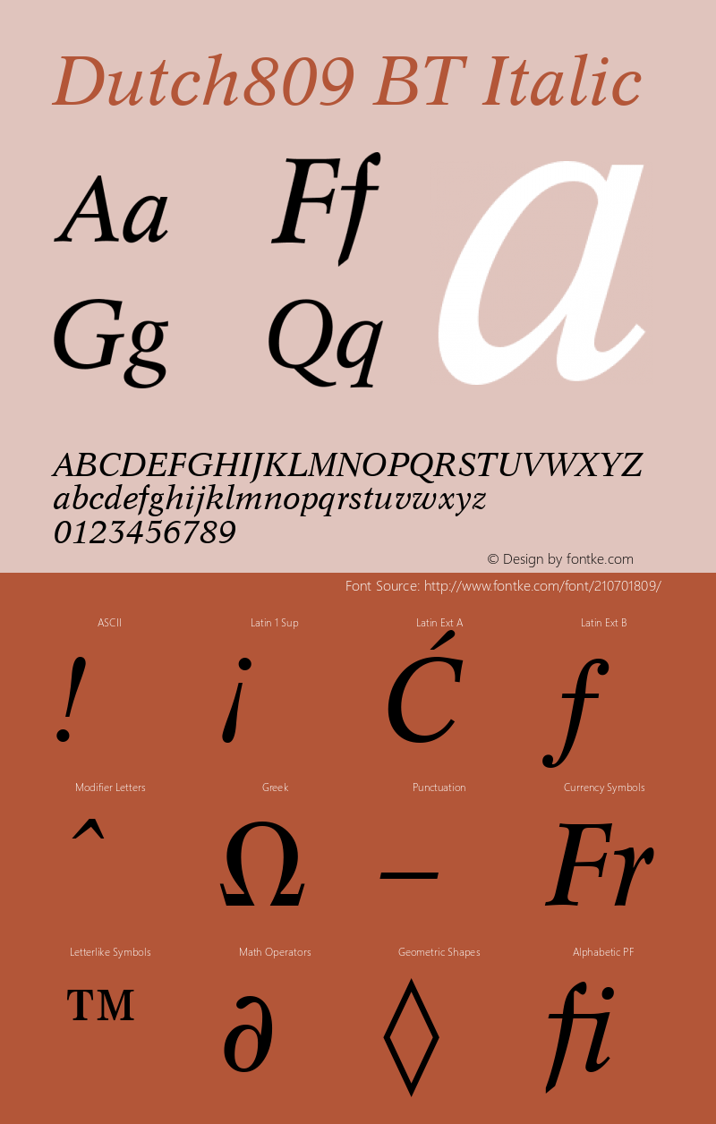 Dutch809 BT Italic Version 1.01 emb4-OT图片样张