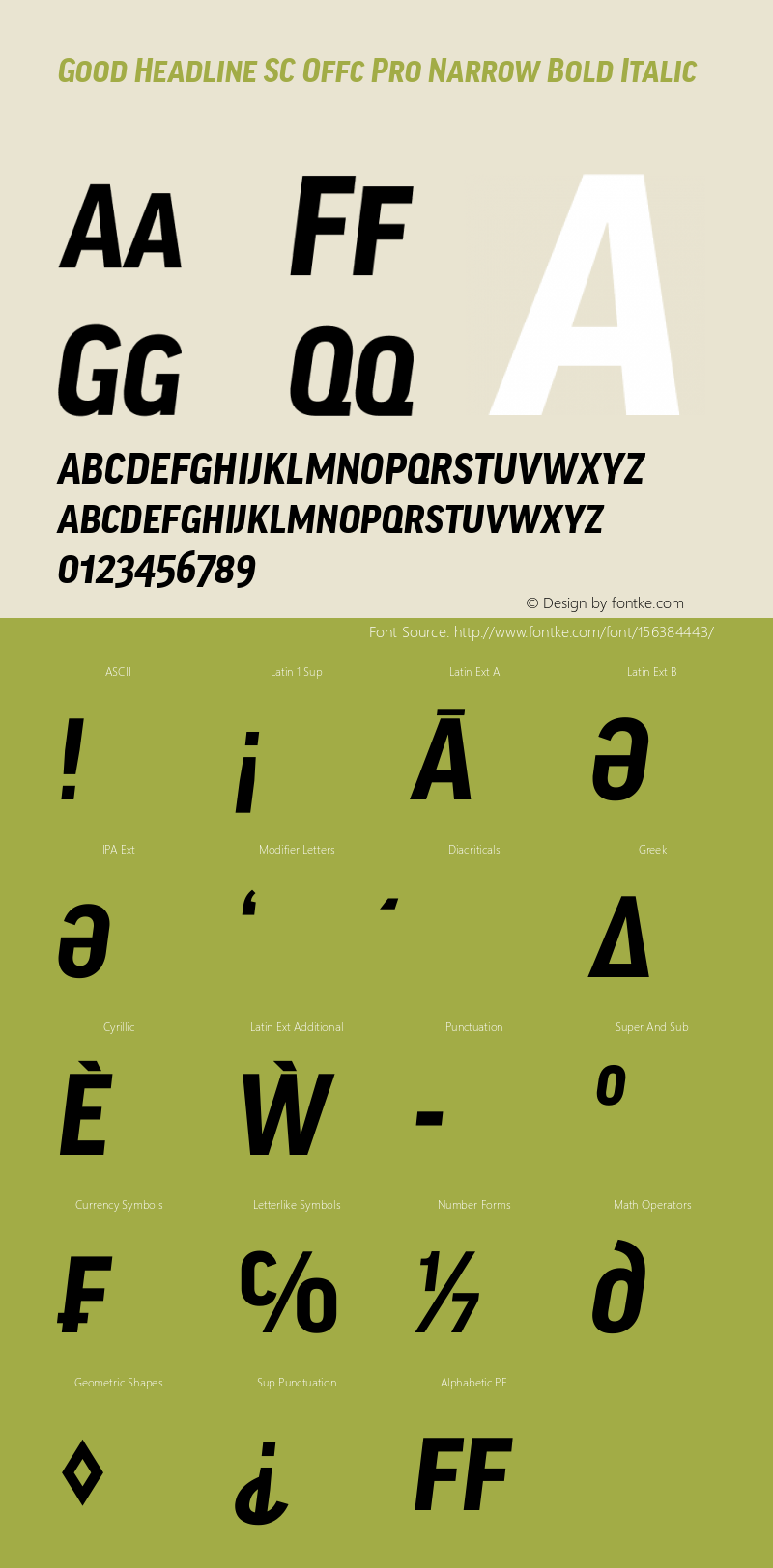 Good Head SC Offc Pro Narrow Bold Italic Version 7.504; 2014; Build 1020图片样张