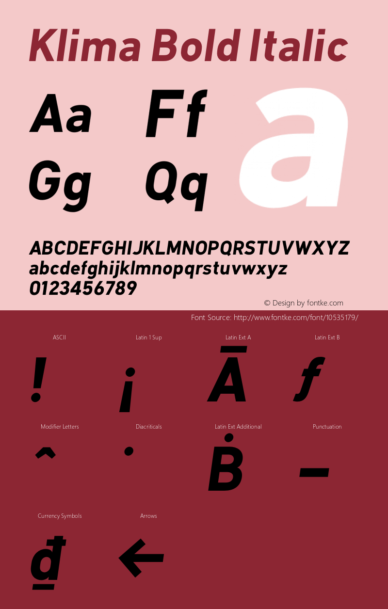 Klima Bold Italic Version 1.100图片样张