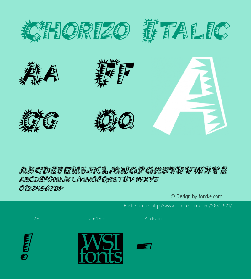 Chorizo Italic Macromedia Fontographer 4.1.5 5/17/98图片样张