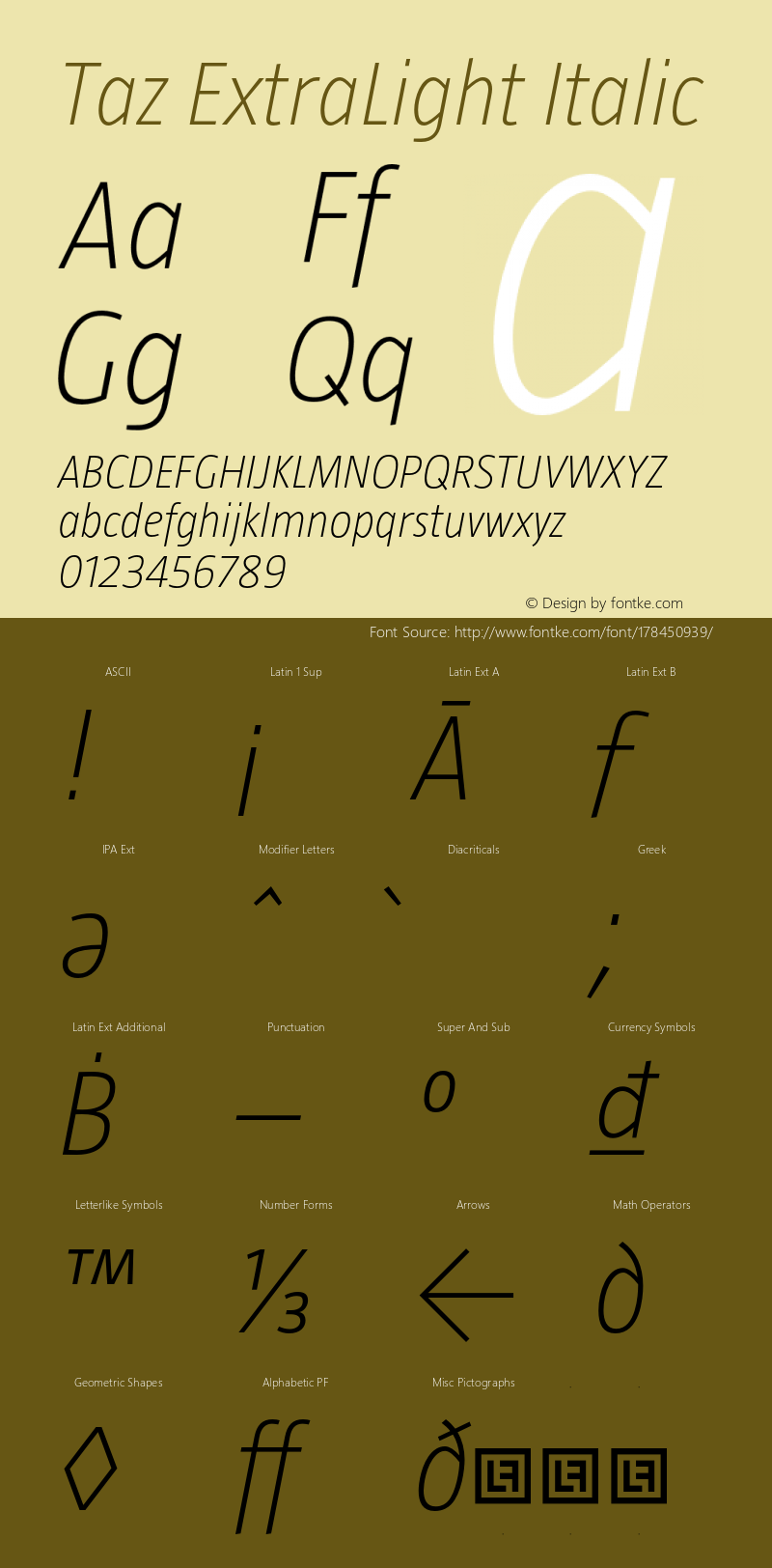 Taz ExtraLightItalic Version 4.002图片样张