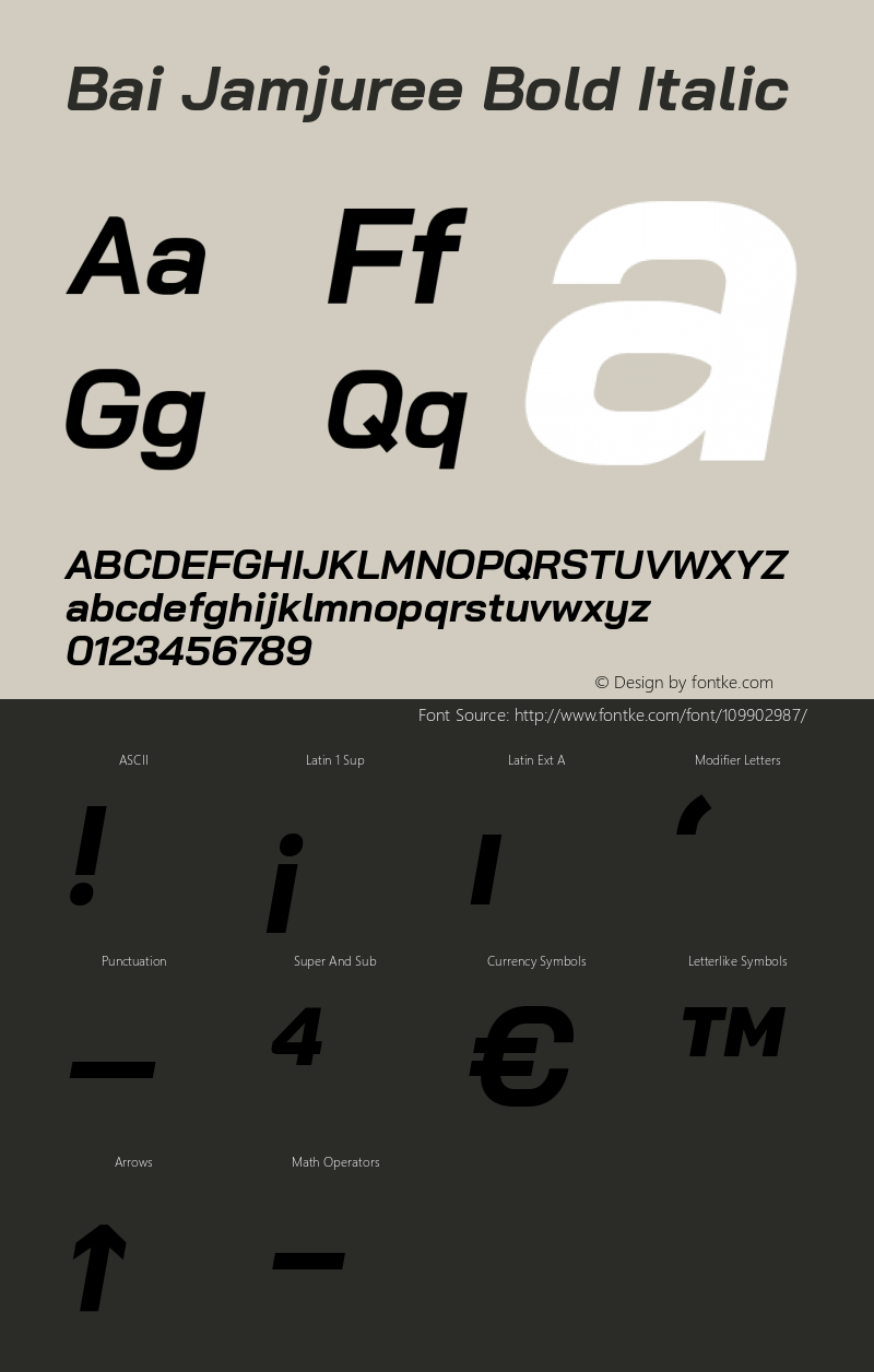 Bai Jamjuree Bold Italic Version 1.000; ttfautohint (v1.6)图片样张