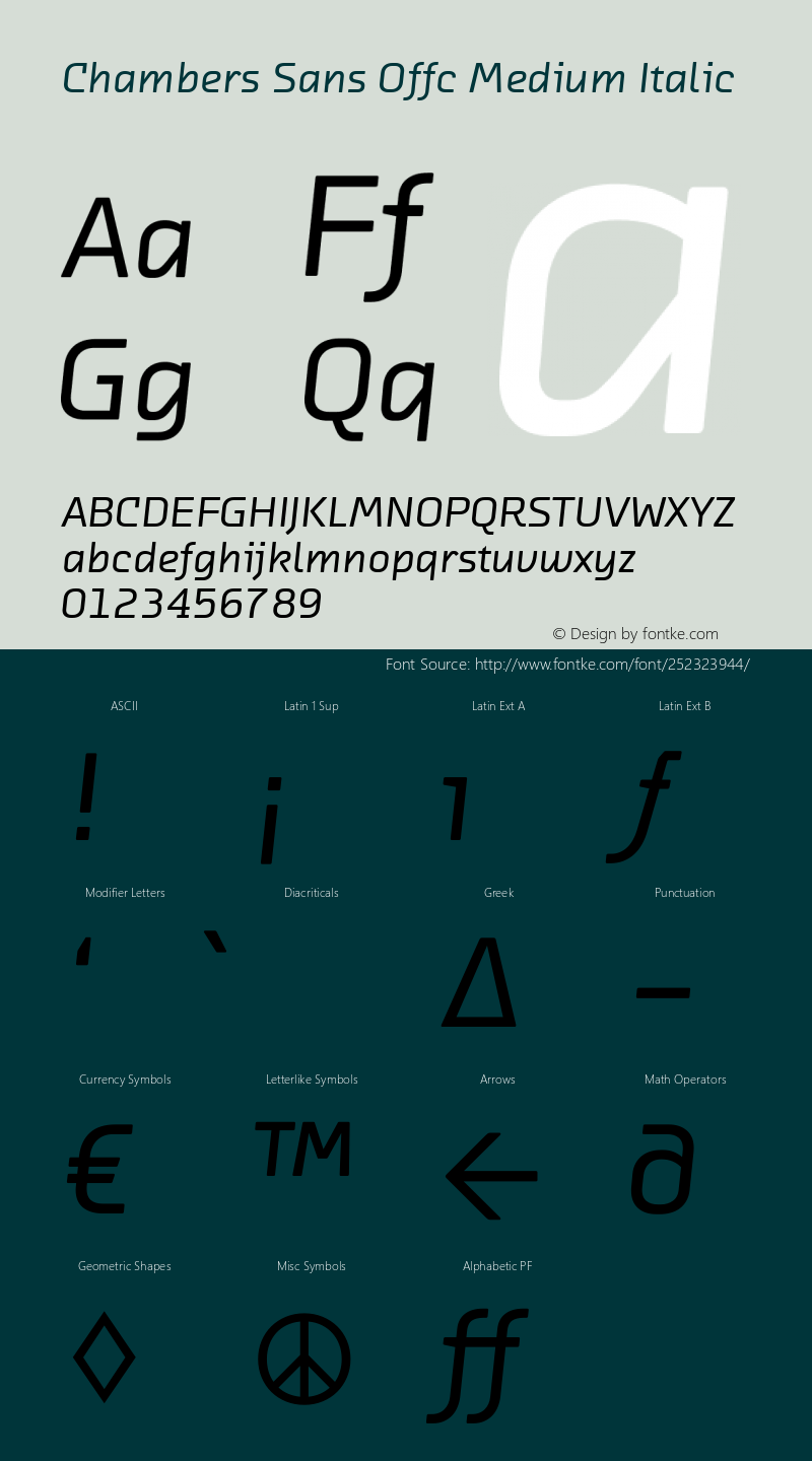 Chambers Sans Offc Medium Italic Version 7.504; 2010; Build 1021图片样张