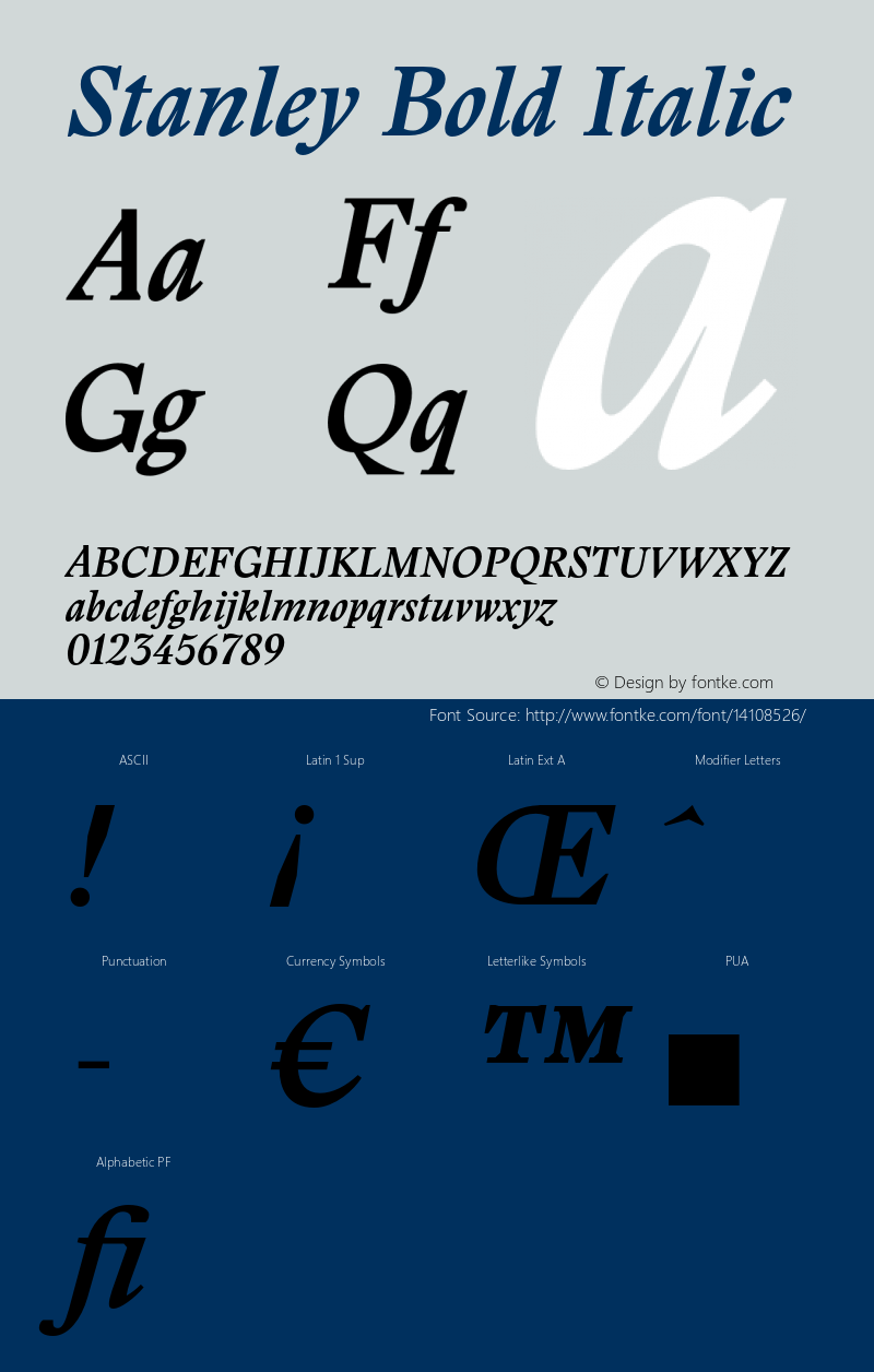 Stanley Bold Italic Version 1.000;图片样张