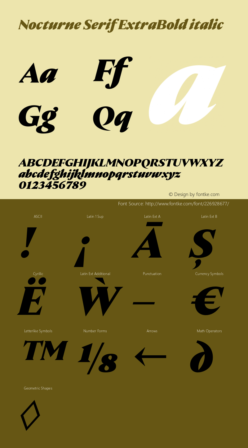 Nocturne Serif ExtraBold italic Version 1.000;PS 001.000;hotconv 1.0.88;makeotf.lib2.5.64775图片样张
