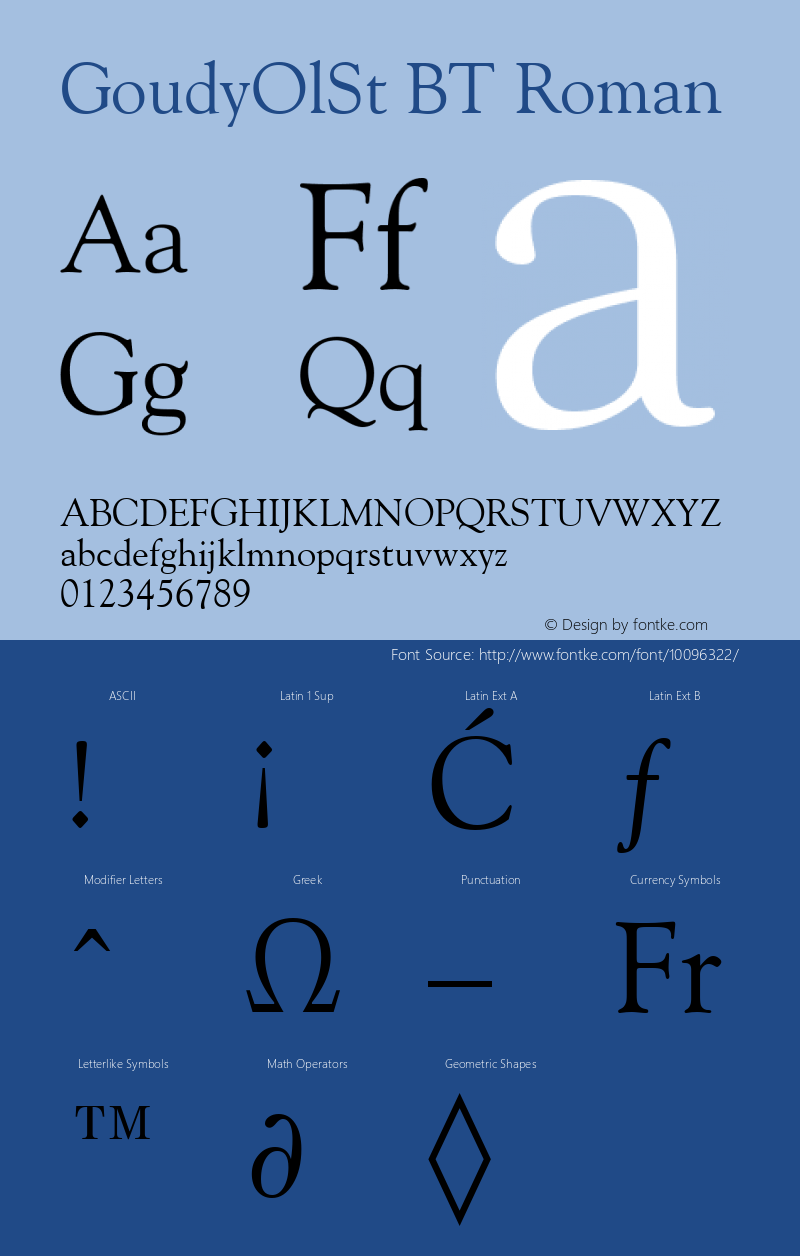 GoudyOlSt BT Roman Version 2.001 mfgpctt 4.4图片样张