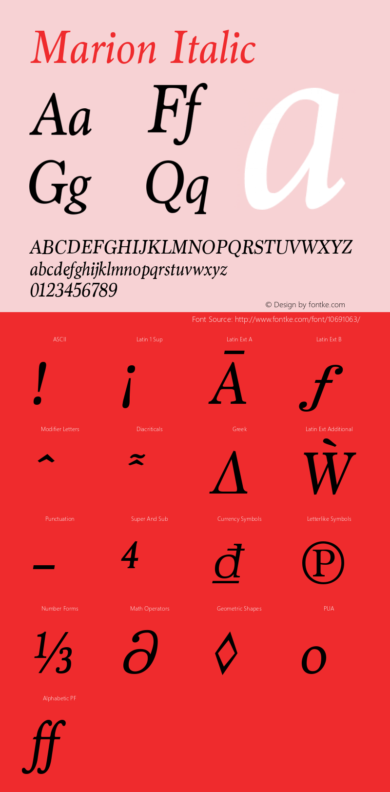 Marion Italic Version 2.001图片样张