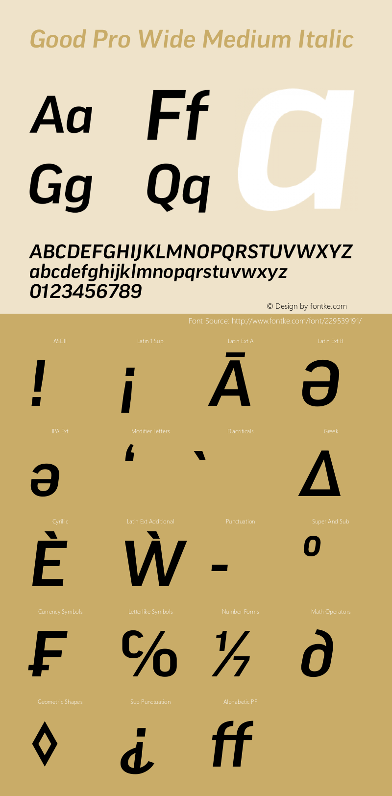 Good Pro Wide Medium Italic Version 7.70图片样张