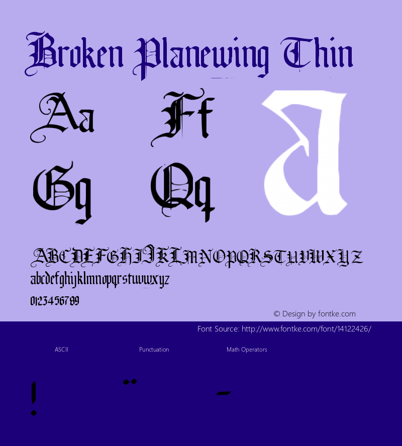 Broken Planewing Thin Version 2001; 1.0, Fontex200图片样张