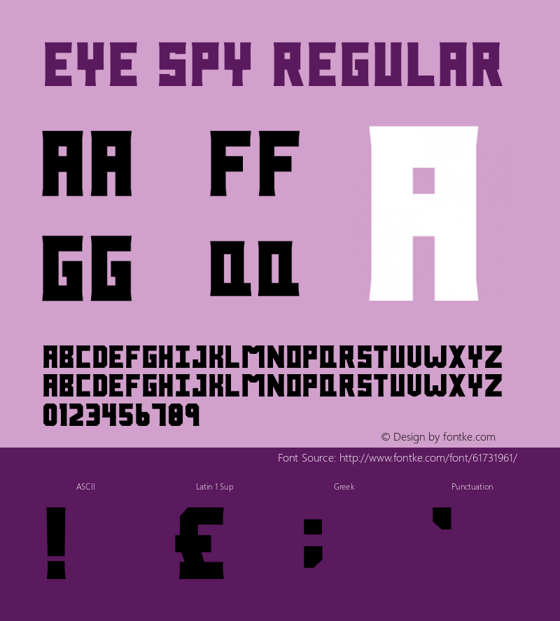 Eye Spy Version 1.00;April 22, 2020;FontCreator 11.5.0.2430 64-bit图片样张