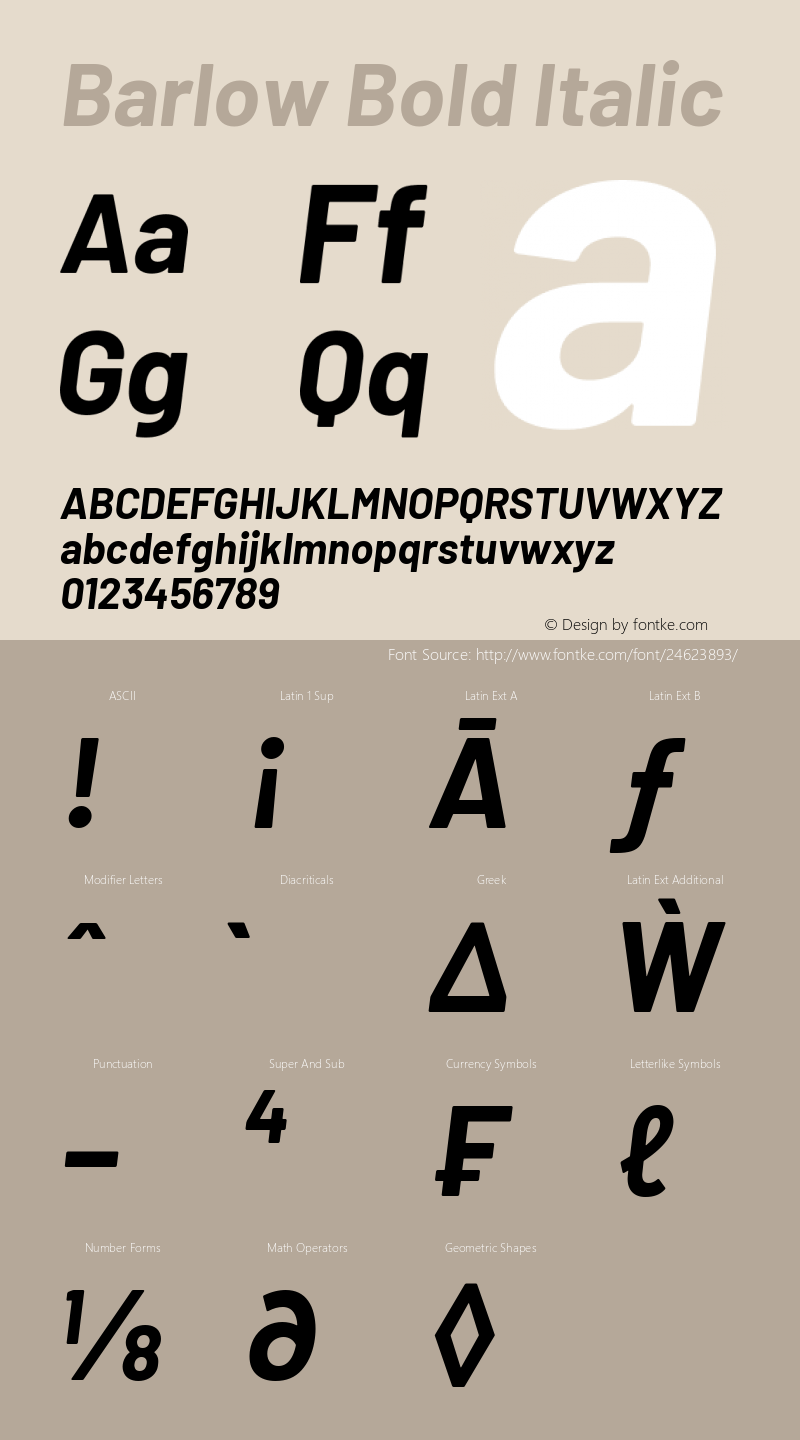 Barlow Bold Italic Version 1.201图片样张