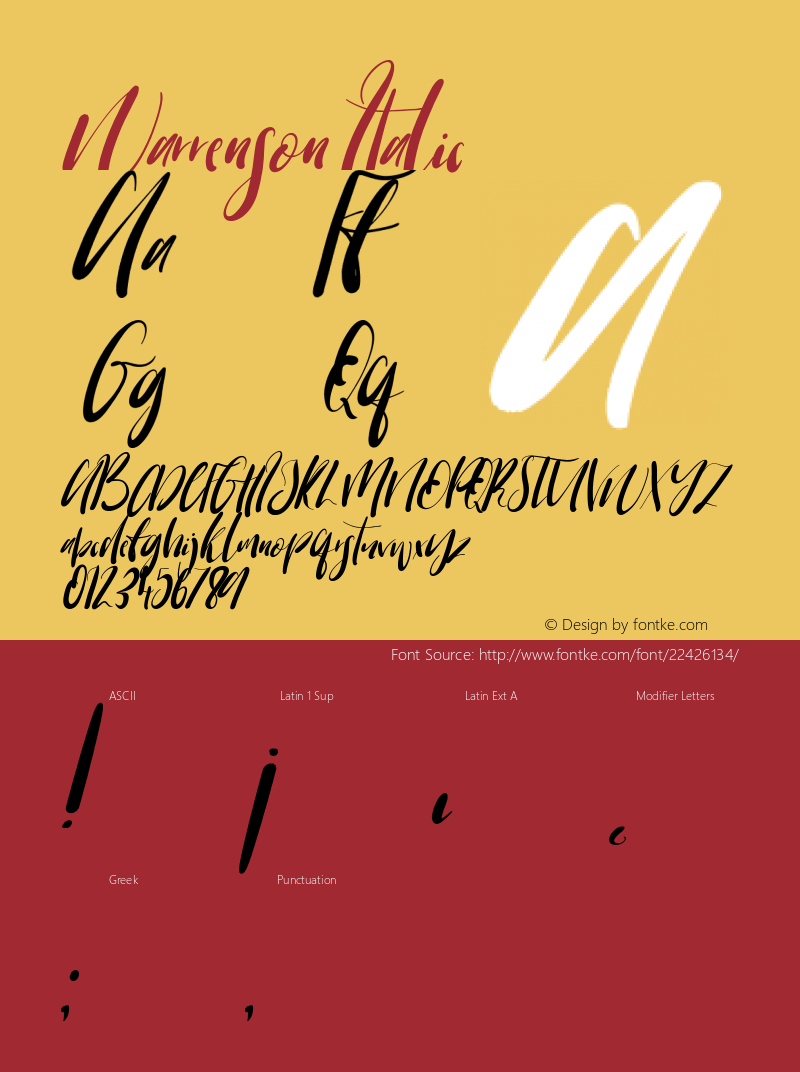 Warrenson Italic Version 1.00 June 7, 2017, initial release图片样张