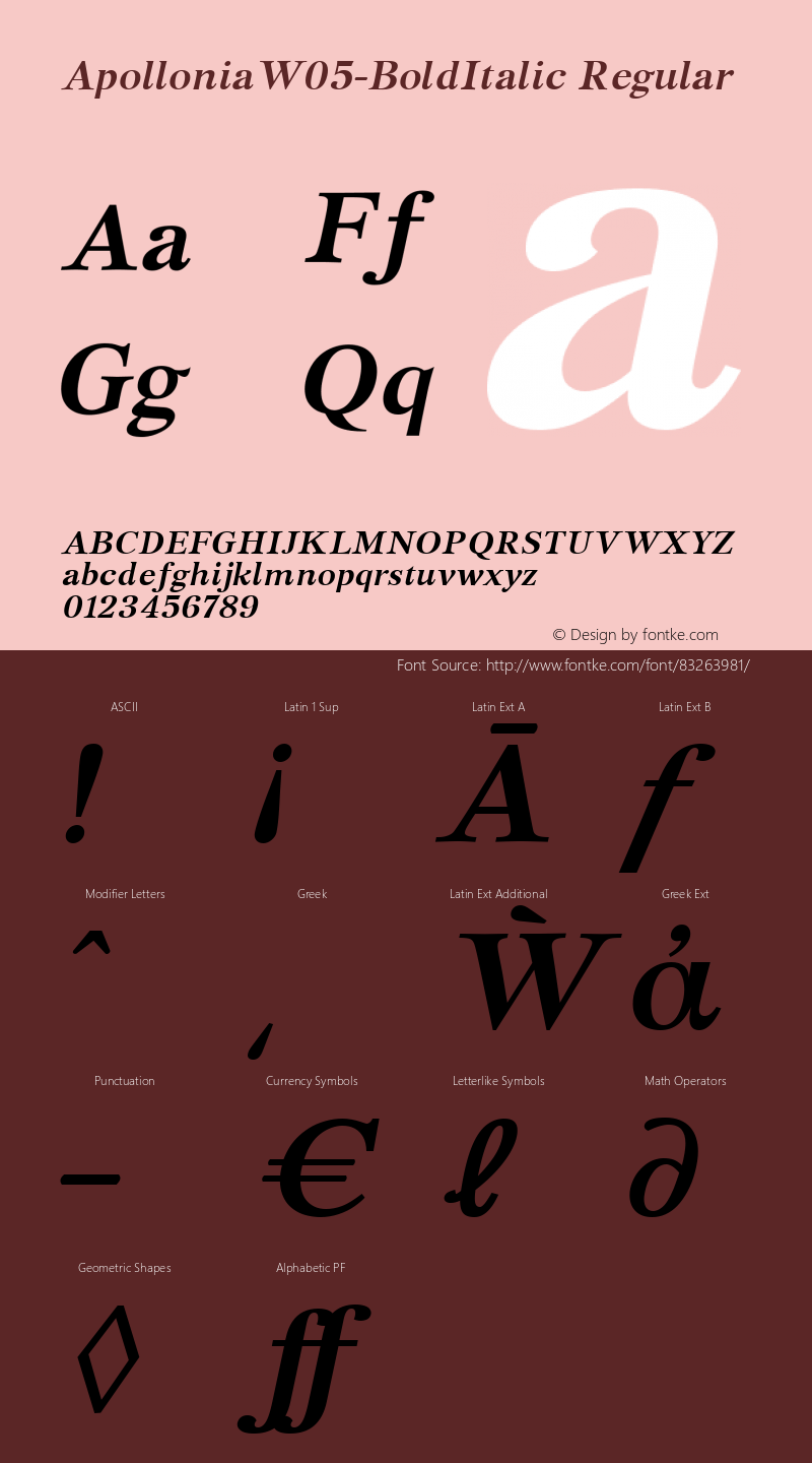 Apollonia W05 Bold Italic Version 5.10图片样张