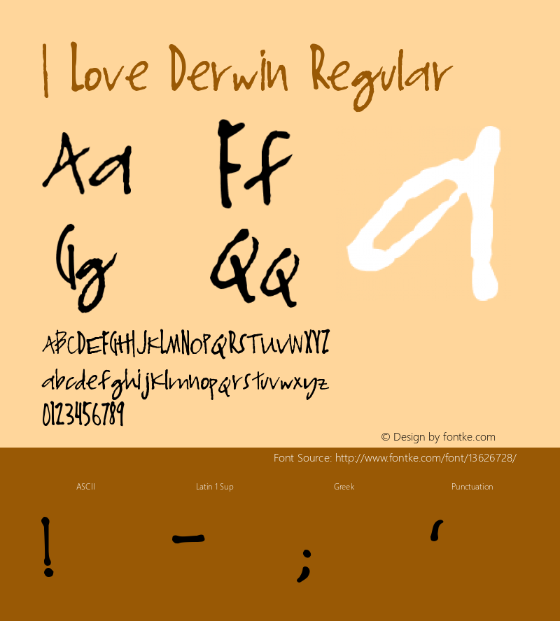 I Love Derwin Regular Version 1.00 August 19, 2005, initial release图片样张