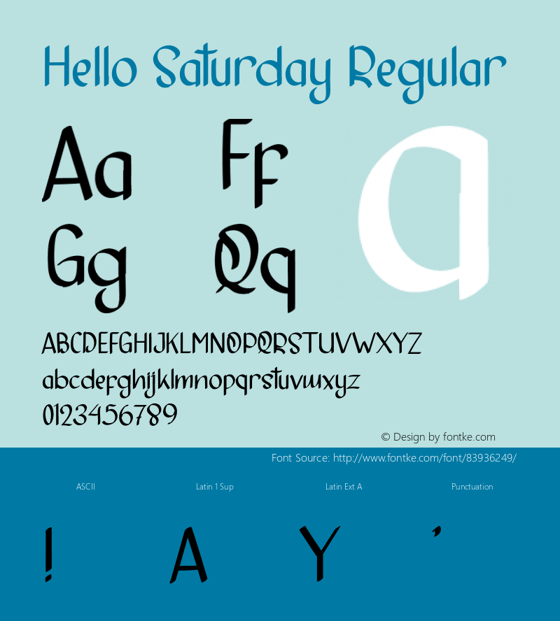 HelloSaturdayRegular Version 1.003;Fontself Maker 3.5.1图片样张