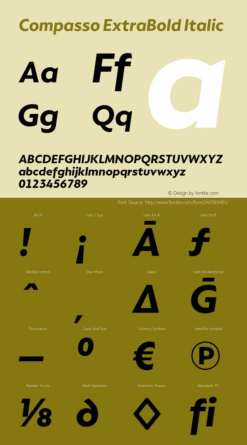 Compasso ExtraBold Italic Version 1.000图片样张