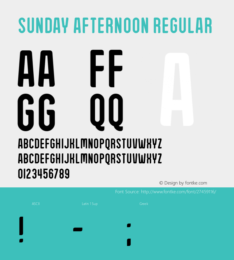 Sunday Afternoon Version 1.00;October 29, 2018;FontCreator 11.5.0.2427 64-bit图片样张