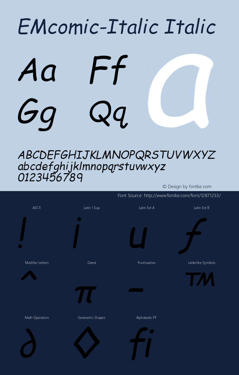 EMcomic-Italic Italic Version 1.0图片样张