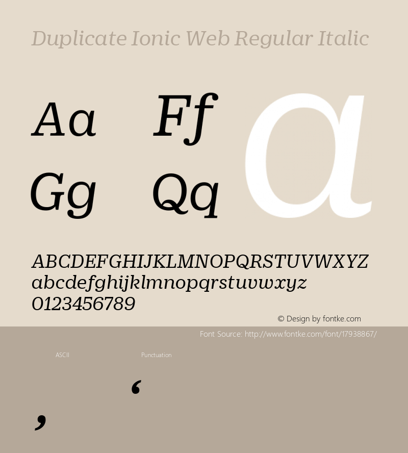 Duplicate Ionic Web Regular Italic Version 1.1 2006图片样张