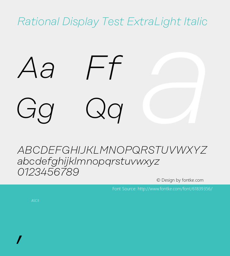 Rational Display Test ExtraLight Italic Version 1.000;PS 001.000;hotconv 1.0.88;makeotf.lib2.5.64775图片样张