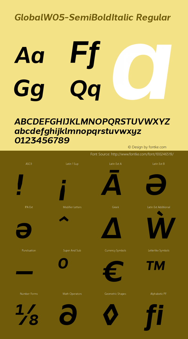Global W05 SemiBold Italic Version 1.20图片样张