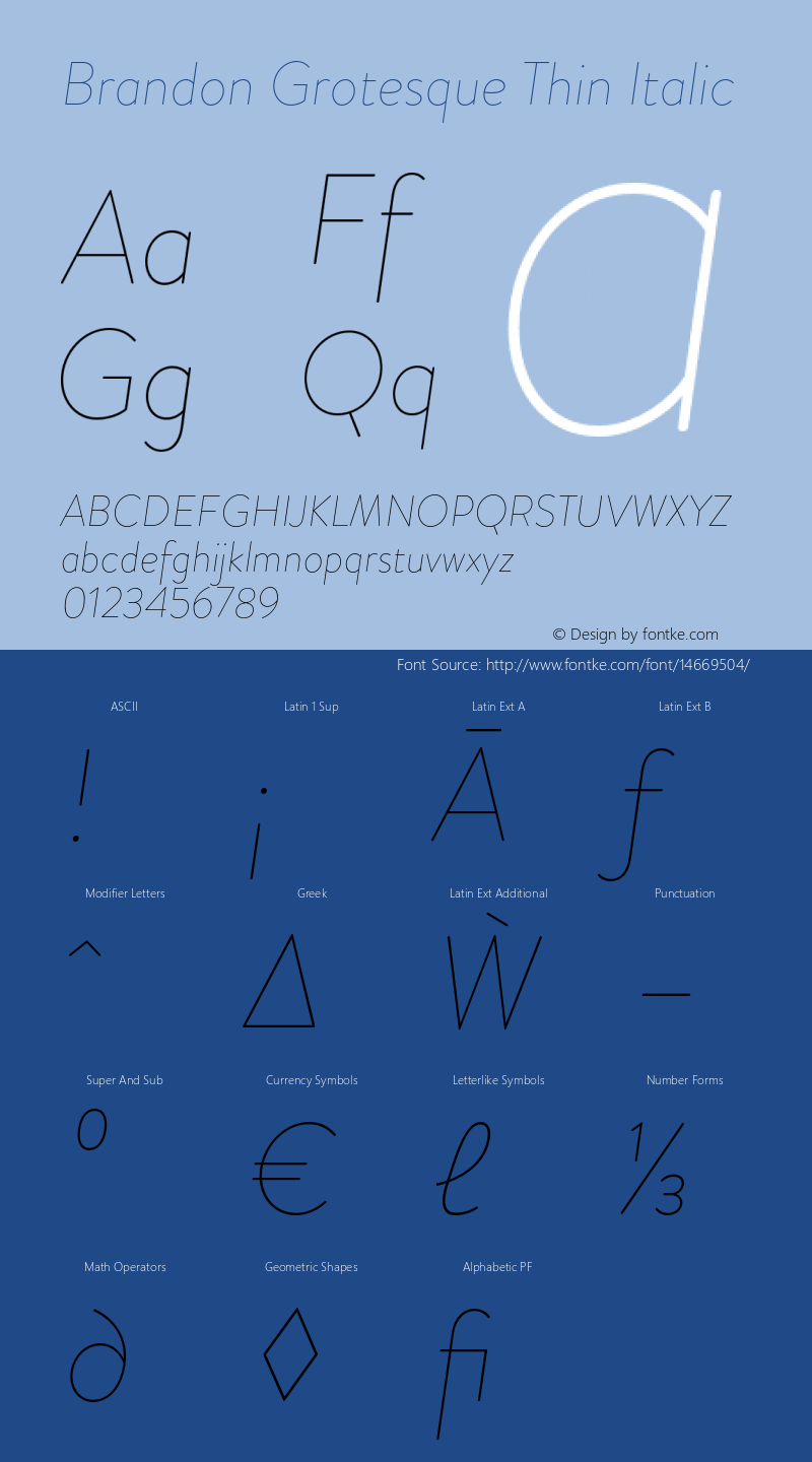 Brandon Grotesque Thin Italic Version 001.000图片样张