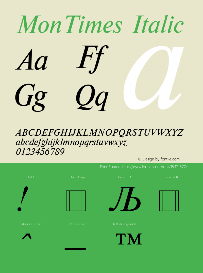 MonTimes Italic Version 1.0图片样张