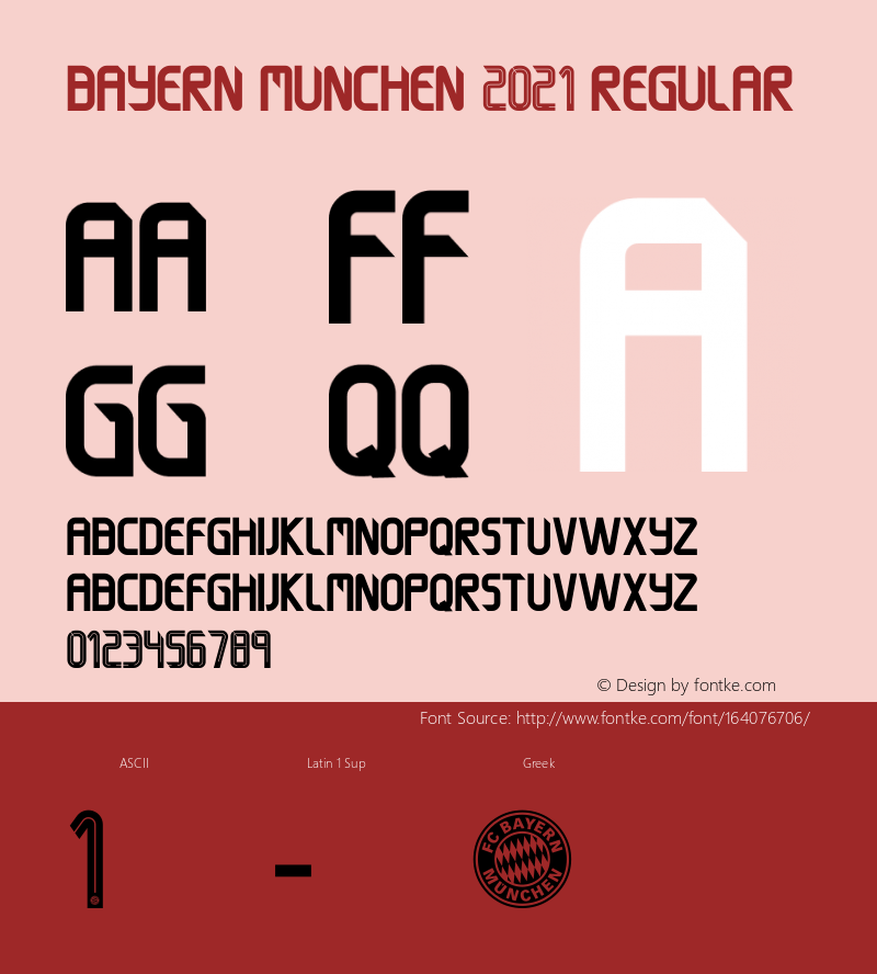 Bayern Munchen 2021 Version 1.00;August 14, 2020;FontCreator 12.0.0.2563 64-bit图片样张