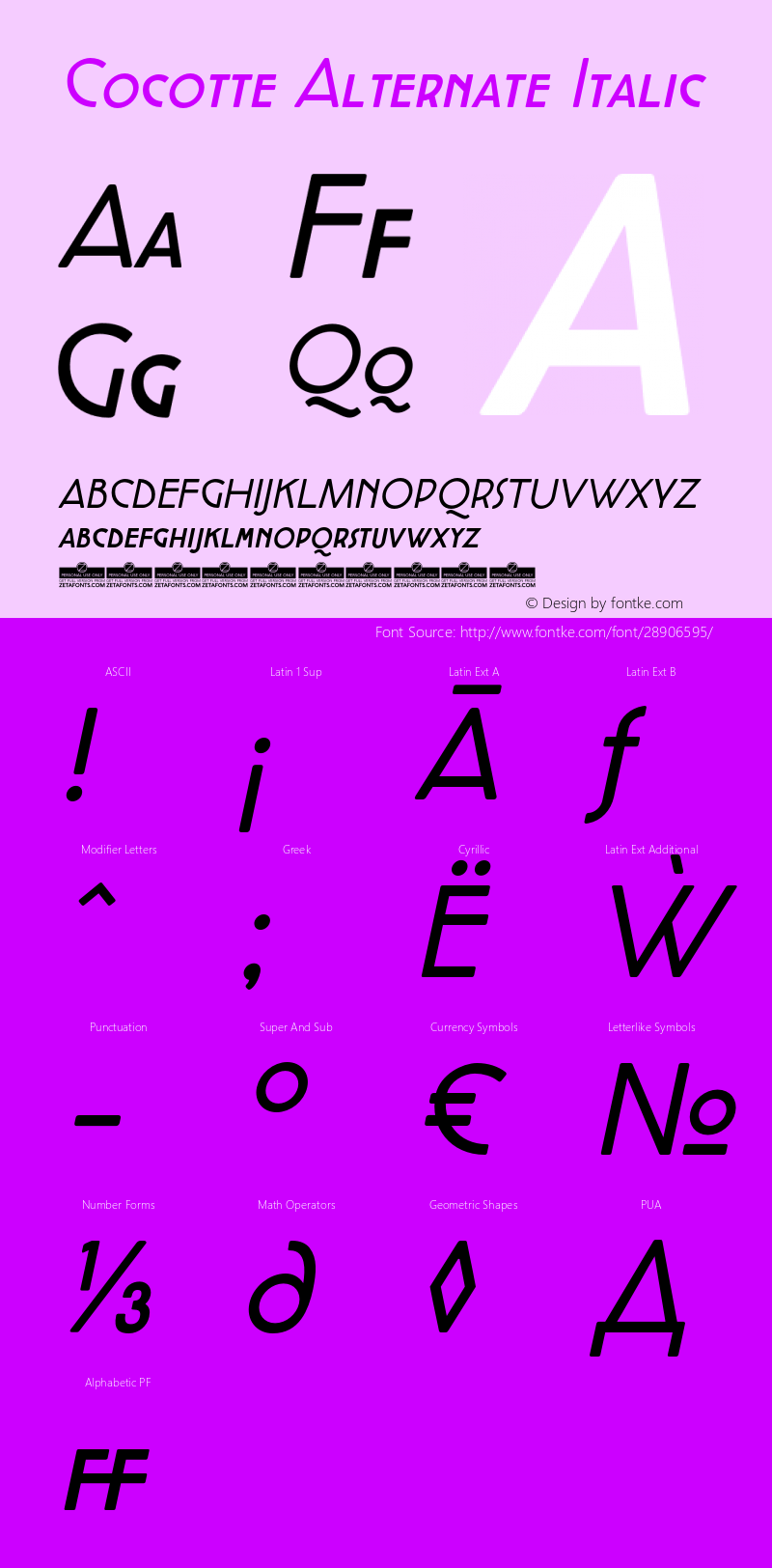 CocotteAlternate-Italic Version 2.001图片样张