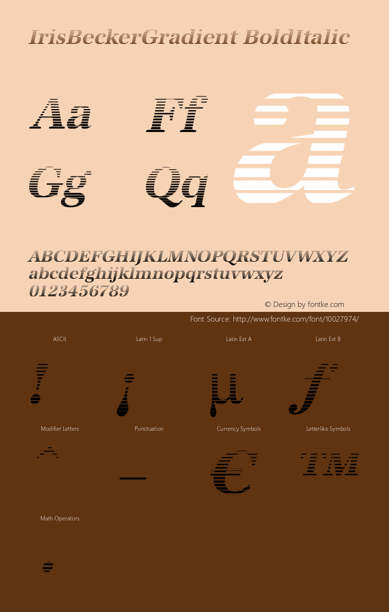 IrisBeckerGradient BoldItalic 1.0 Wed May 03 22:30:22 2000图片样张