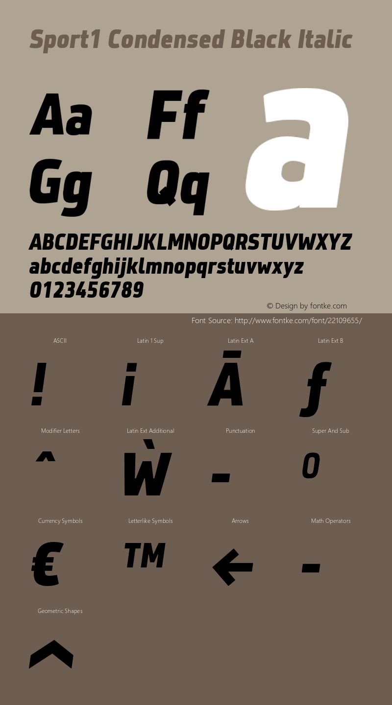 Sport1 Condensed Black Italic Version 1.003图片样张