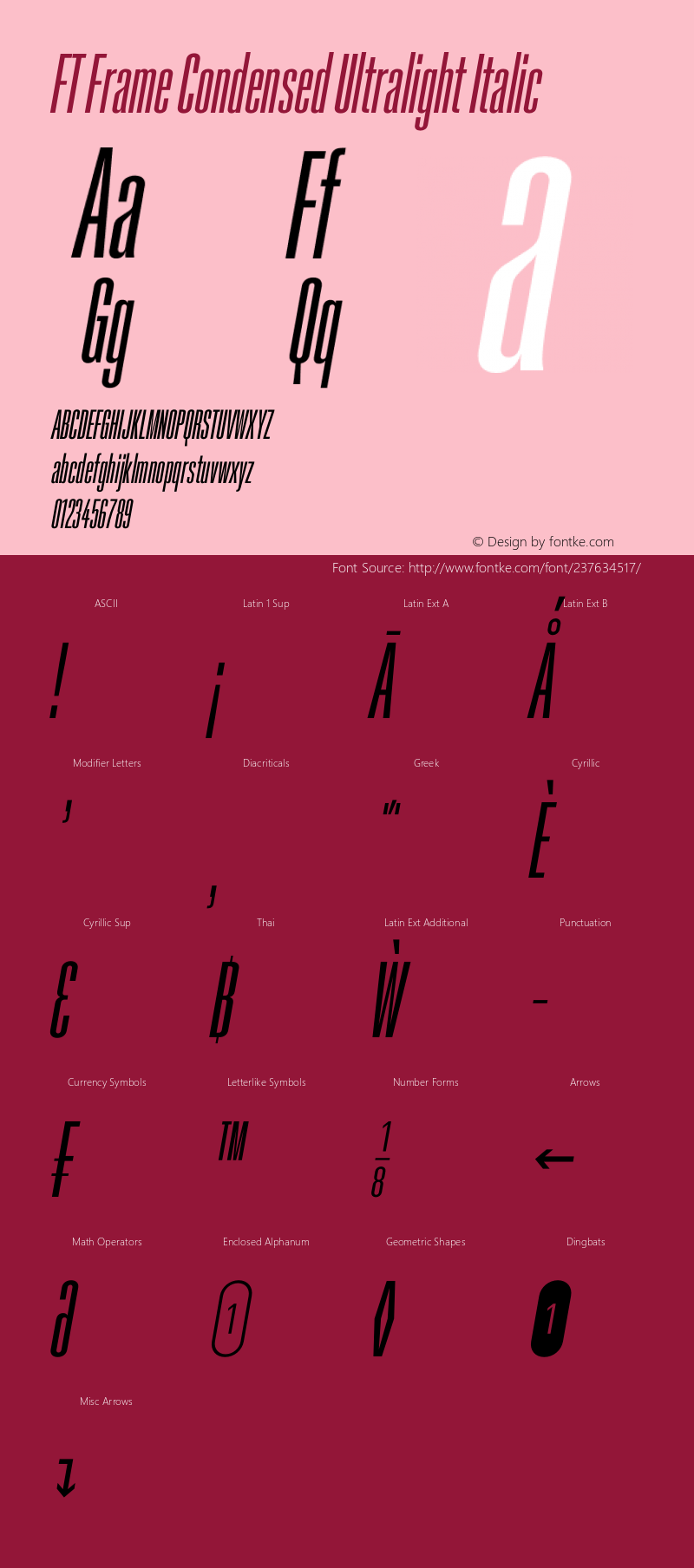 FT Frame Condensed Ultralight Italic Version 1.000;FEAKit 1.0图片样张