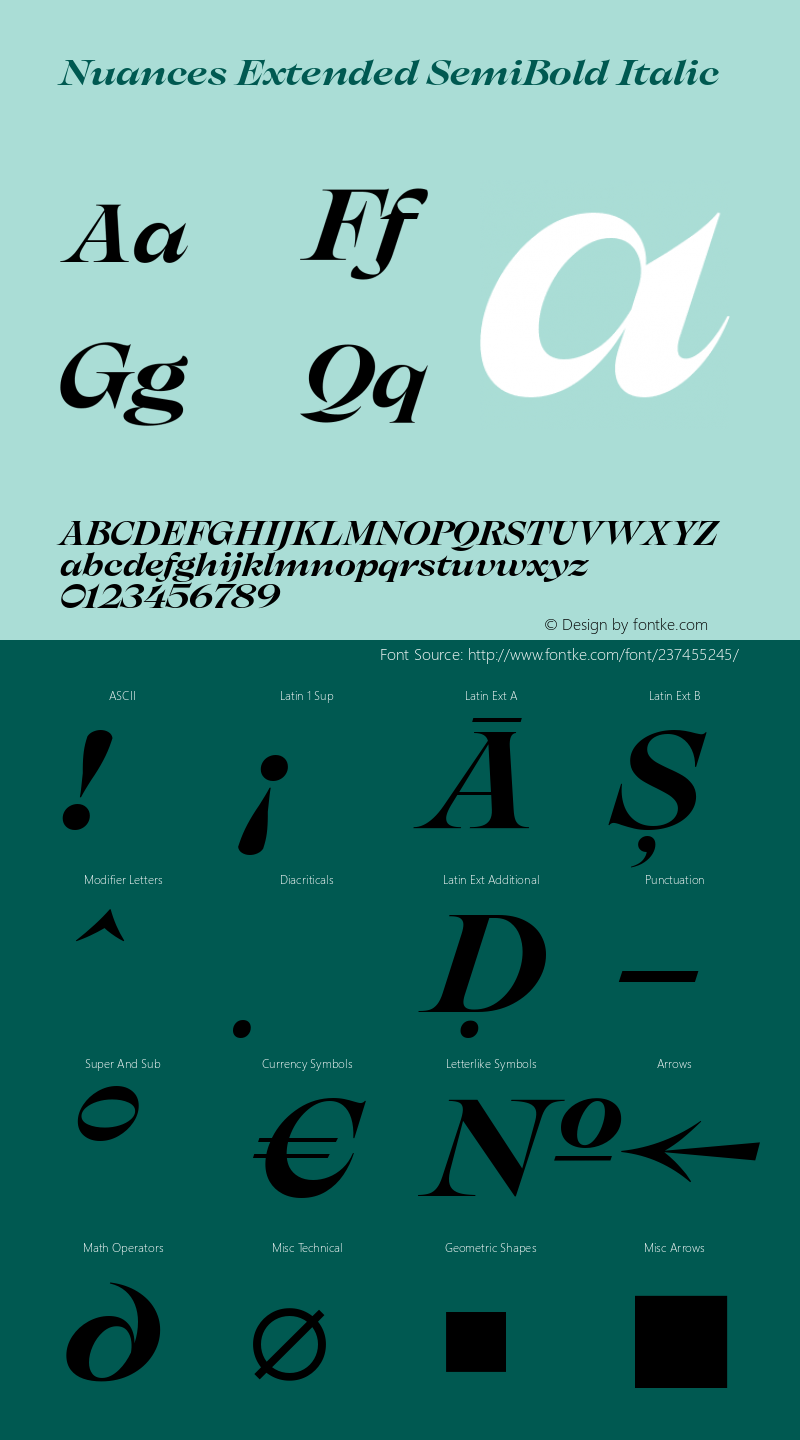 Nuances Extended SemiBold Italic Version 1.001图片样张