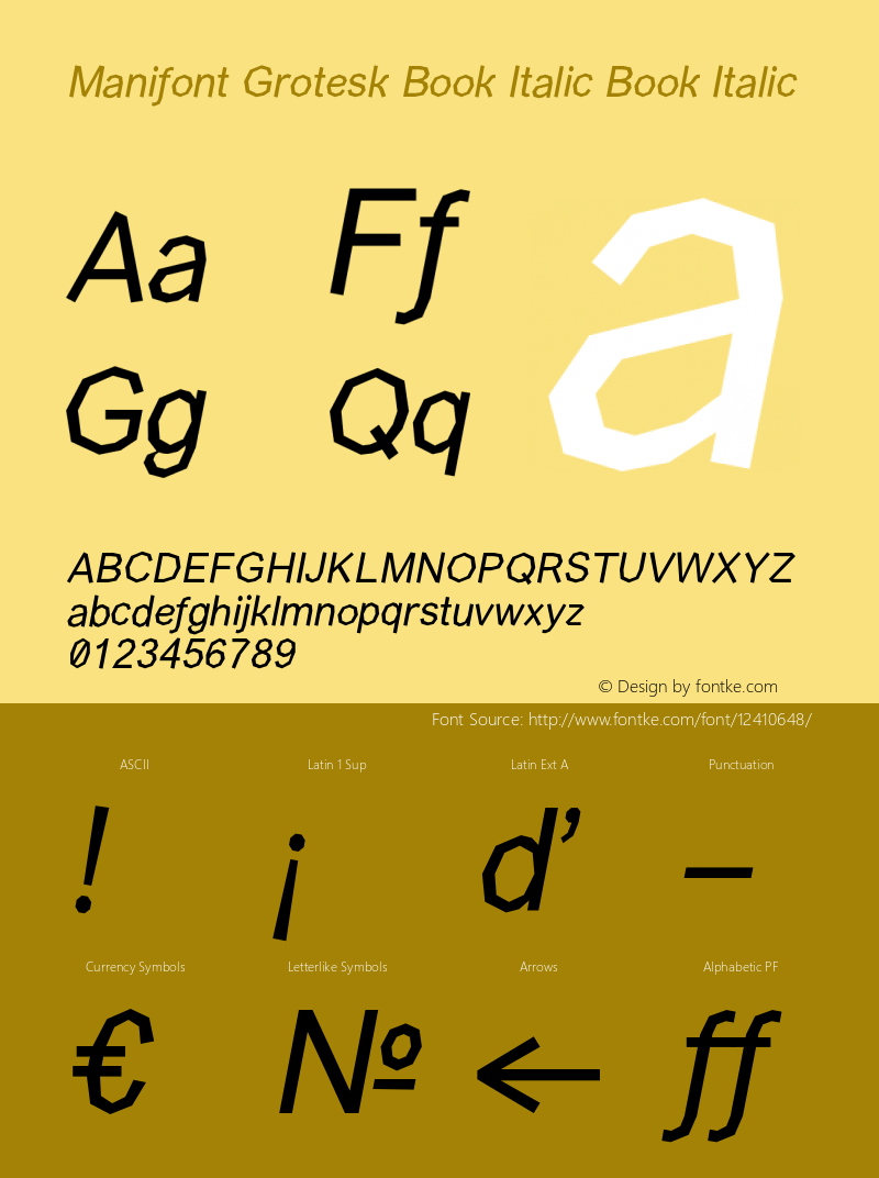 Manifont Grotesk Book Italic Book Italic Version 001.001图片样张