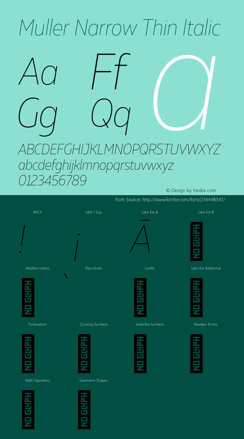 MullerNarrow-ThinItalic Version 1.000;PS 001.000;hotconv 1.0.88;makeotf.lib2.5.64775图片样张