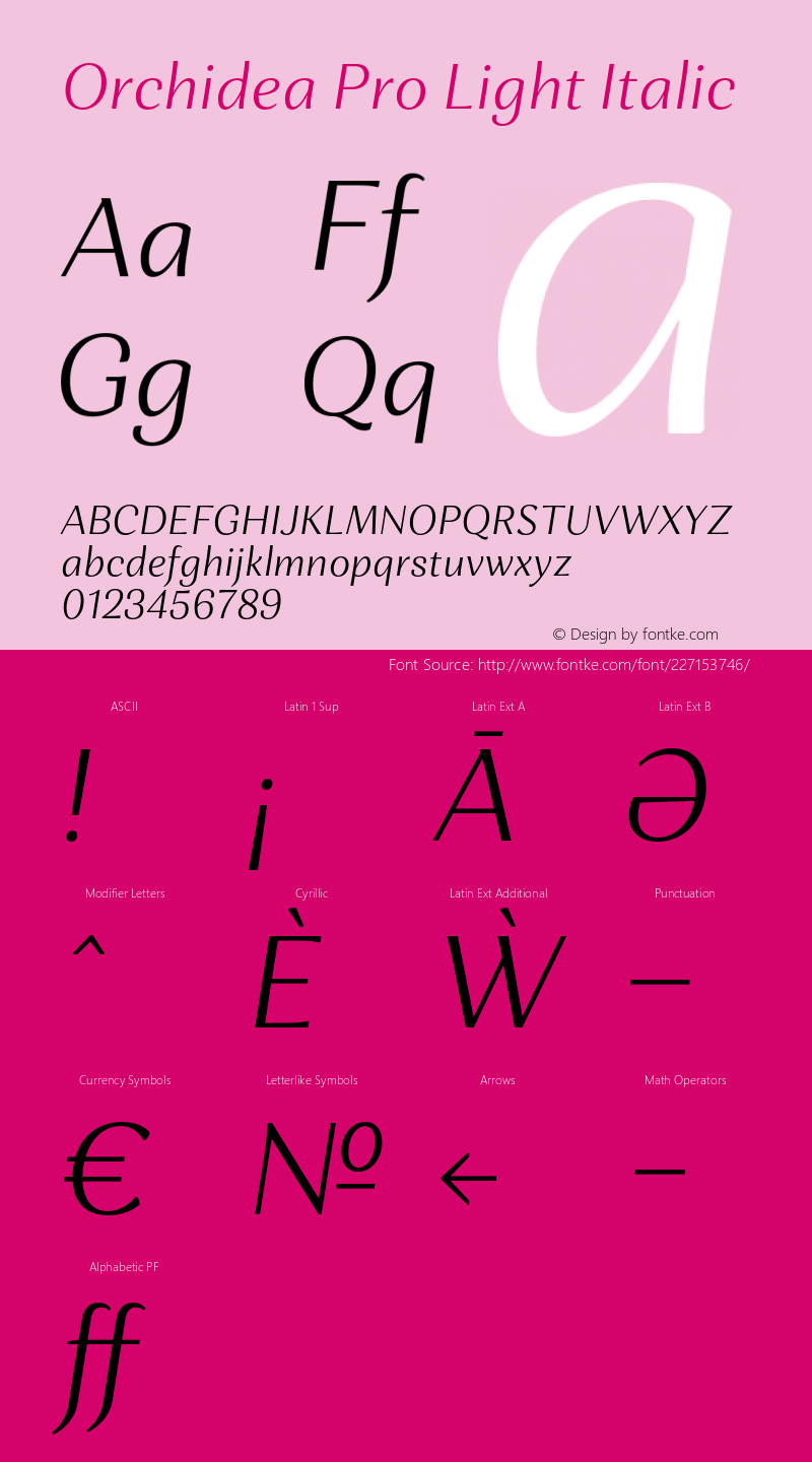 Orchidea Pro Light Italic Version 001.000图片样张