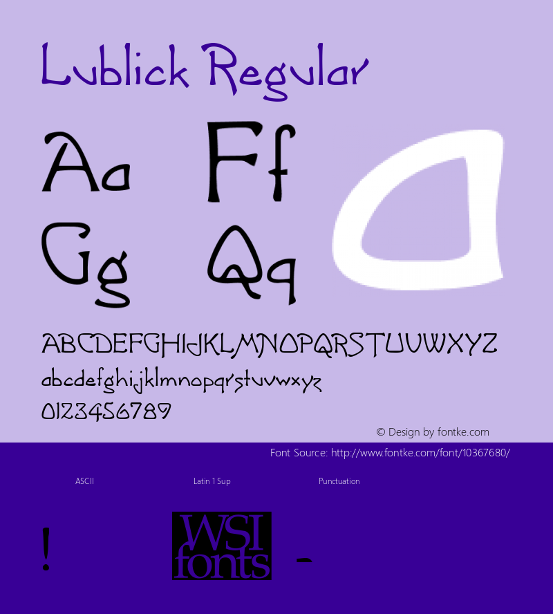 Lublick Regular The IMSI MasterFonts Collection, tm 1995, 1996 IMSI (International Microcomputer Software Inc.)图片样张