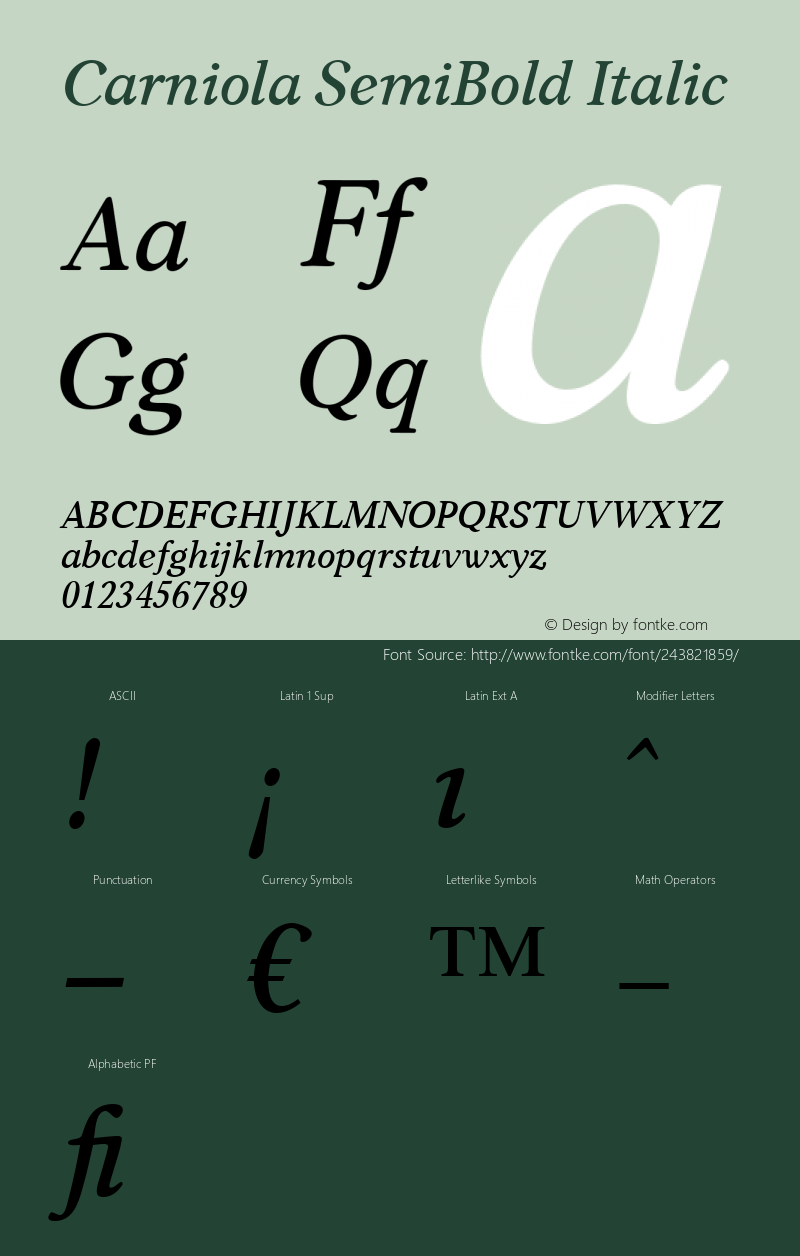 Carniola SemiBold Italic Version 1.00图片样张