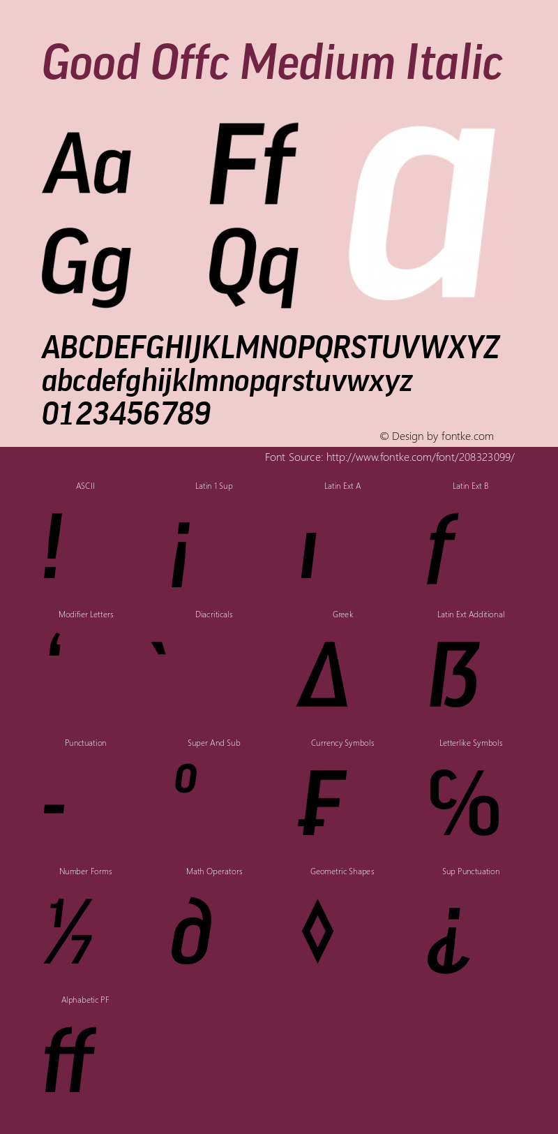 Good Offc Medium Italic Version 7.504; 2010; Build 1021图片样张