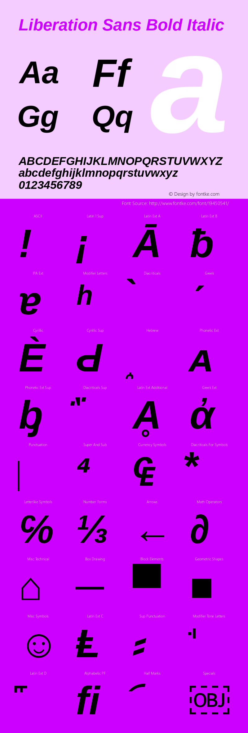 Liberation Sans Bold Italic Version 2.00.2图片样张