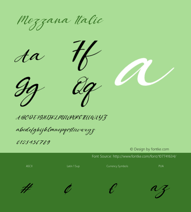 Mozzana Italic Version 1.00;November 5, 2020;FontCreator 12.0.0.2563 64-bit图片样张