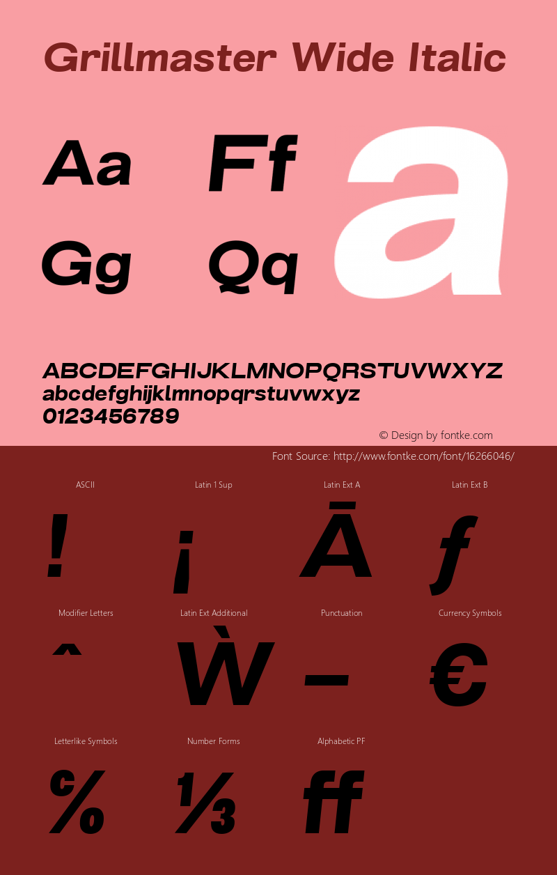 Grillmaster Wide Italic Version 1.000图片样张