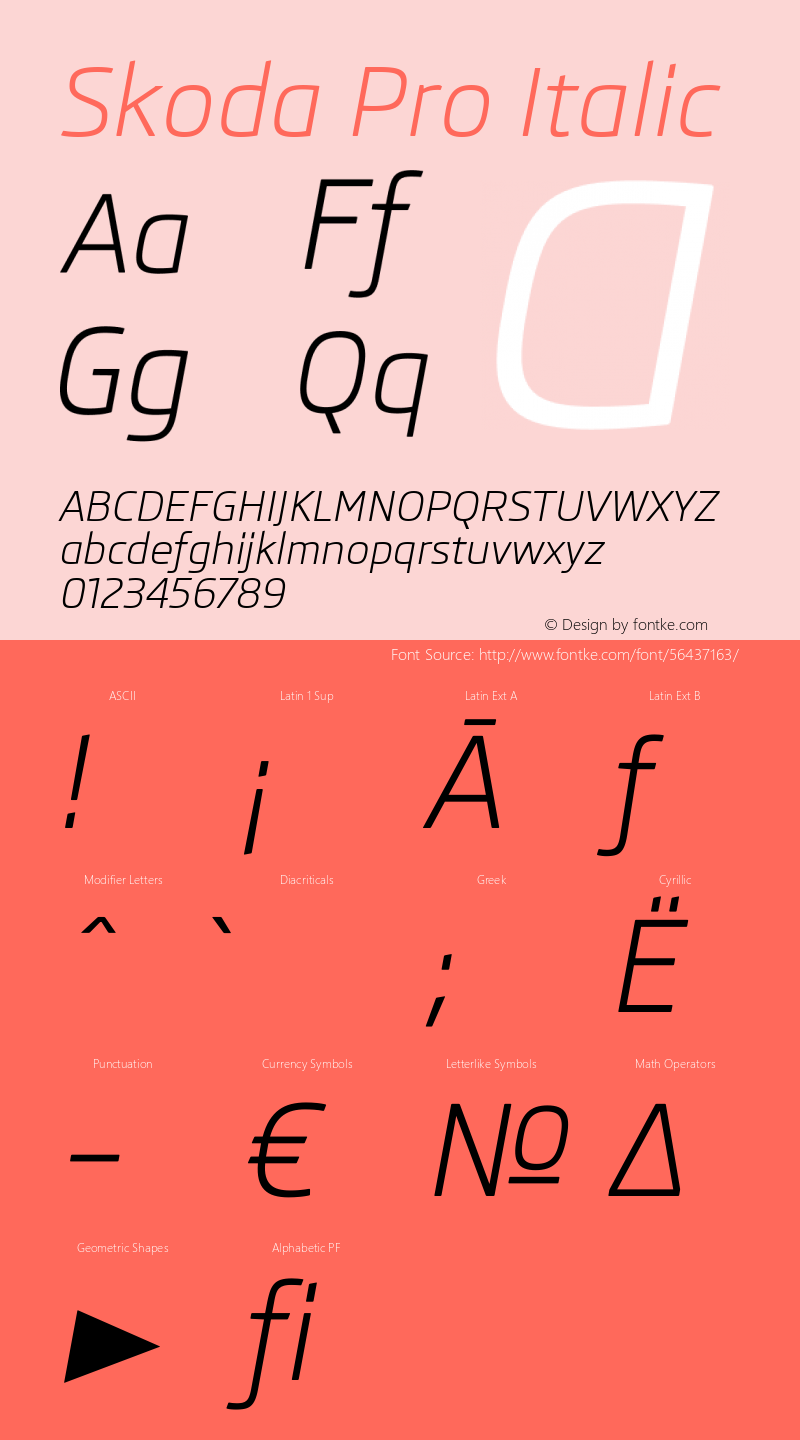 Skoda Pro Italic Final Version 1.001 Autohinted图片样张