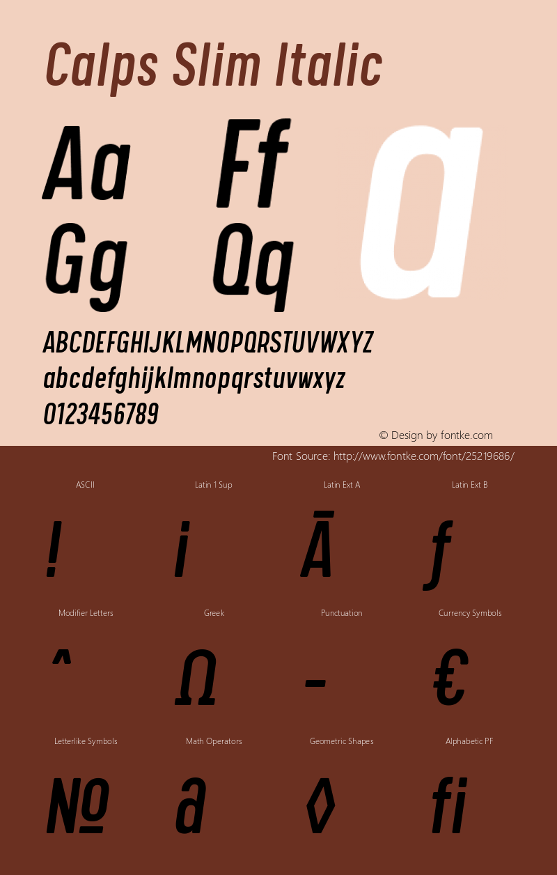 Calps Slim Italic Version 1.000图片样张